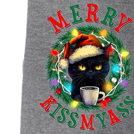 Funny Christmas Merry Kissmyass Moody Cat Coffee Doggie 3-End Fleece Hoodie