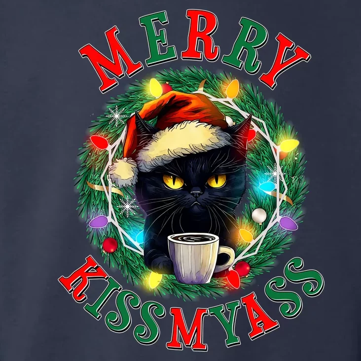 Funny Christmas Merry Kissmyass Moody Cat Coffee Toddler Hoodie