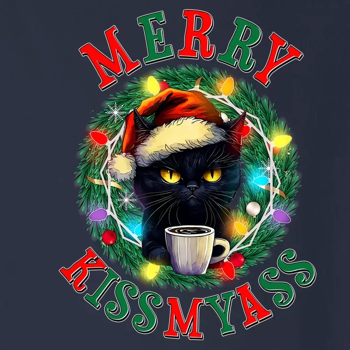 Funny Christmas Merry Kissmyass Moody Cat Coffee Toddler Long Sleeve Shirt