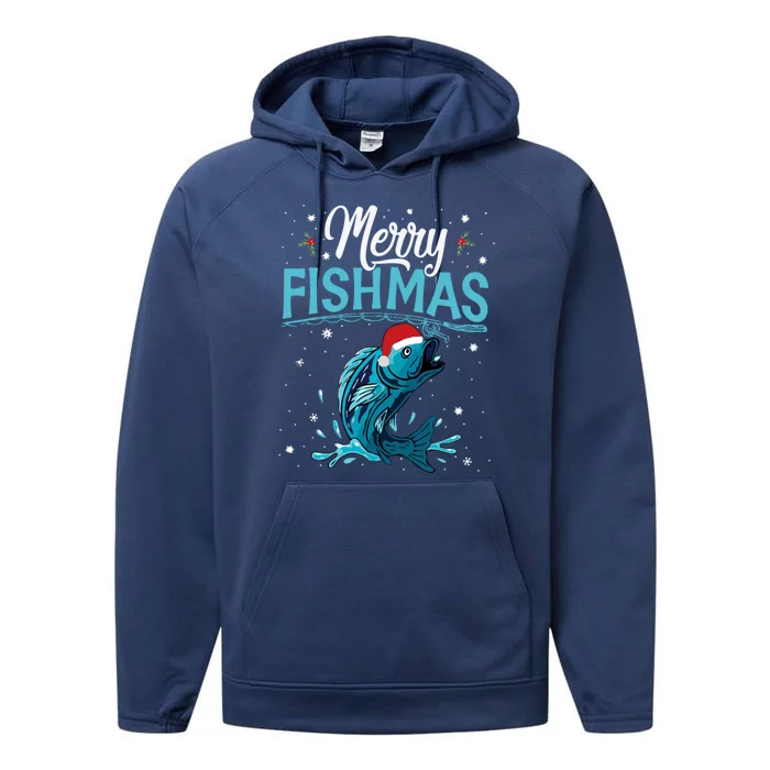 Funny Christmas Merry Fishmas Fishing Xmas Gift Cute Gift Performance Fleece Hoodie