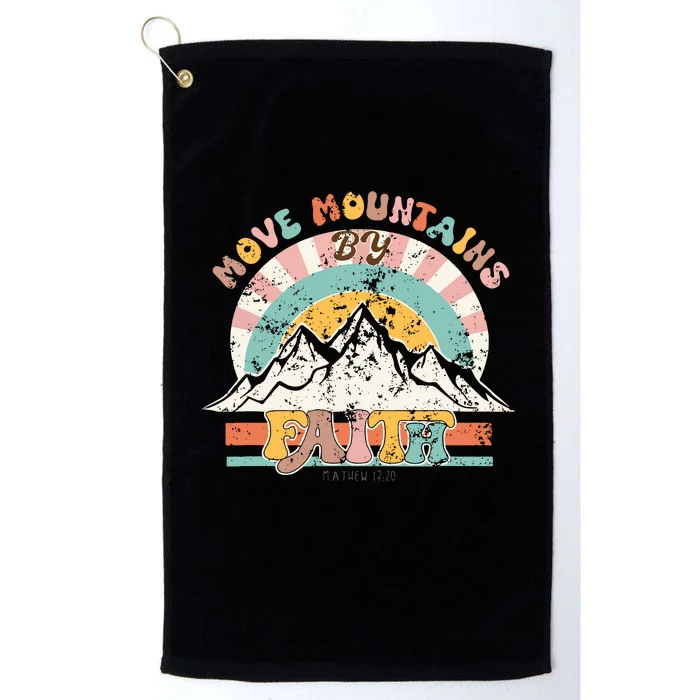 Faith Can Move Mountains Boho Christian Platinum Collection Golf Towel