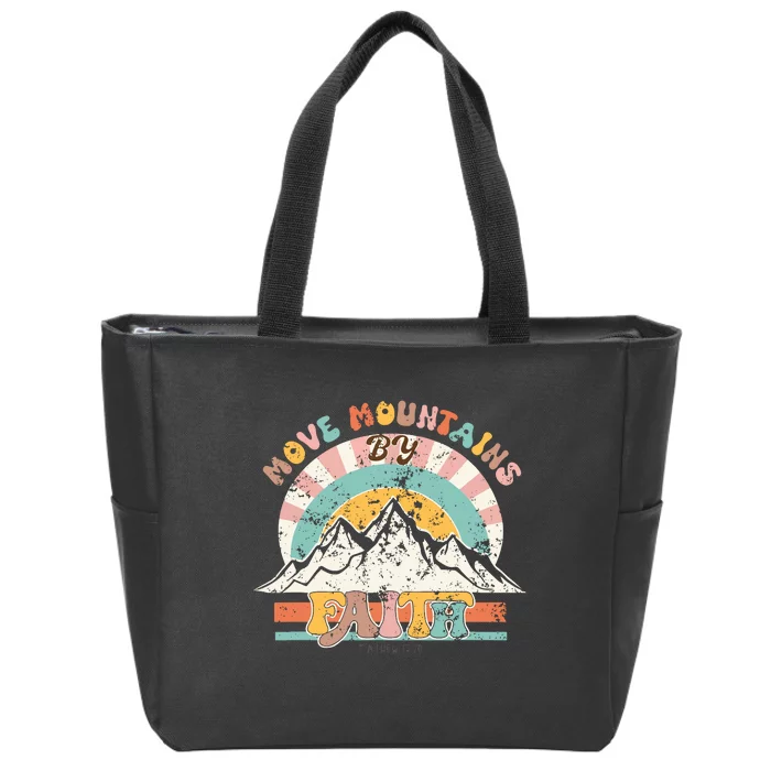 Faith Can Move Mountains Boho Christian Zip Tote Bag