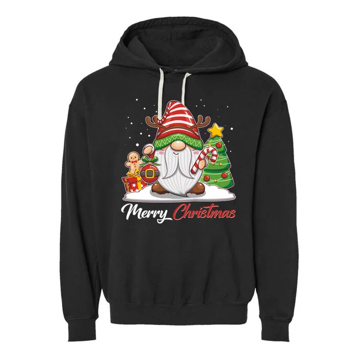 Funny Cute Merry Christmas Gnome Garment-Dyed Fleece Hoodie