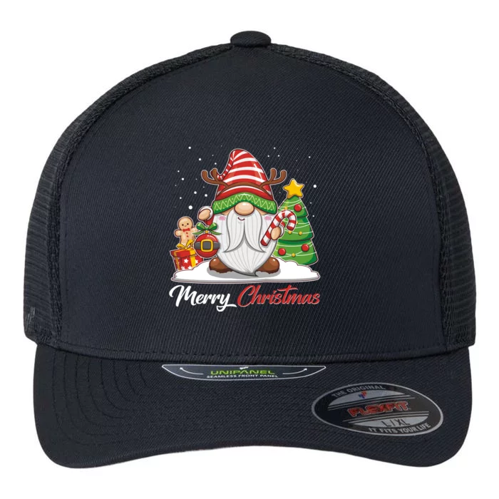 Funny Cute Merry Christmas Gnome Flexfit Unipanel Trucker Cap