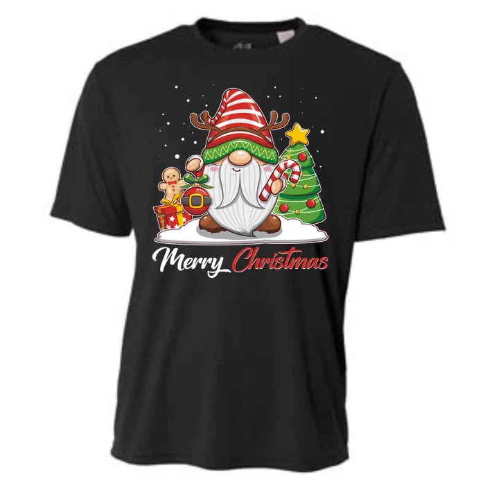 Funny Cute Merry Christmas Gnome Cooling Performance Crew T-Shirt