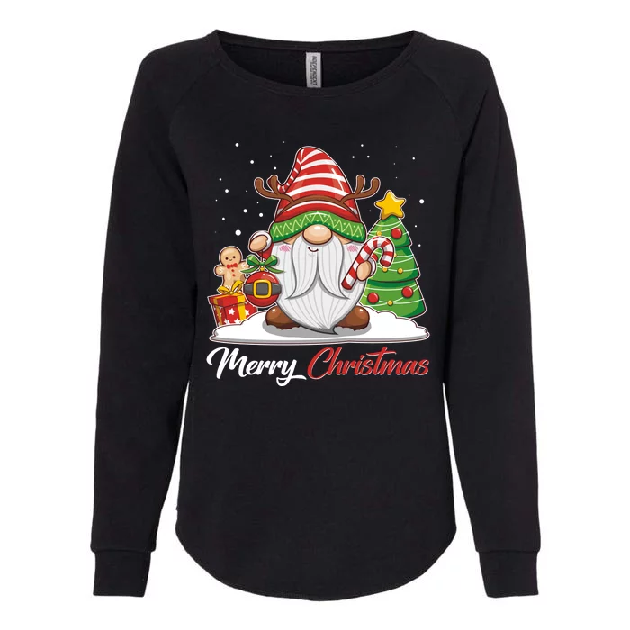 Funny Cute Merry Christmas Gnome Womens California Wash Sweatshirt