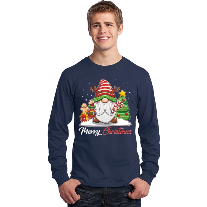 Funny Cute Merry Christmas Gnome Long Sleeve Shirt