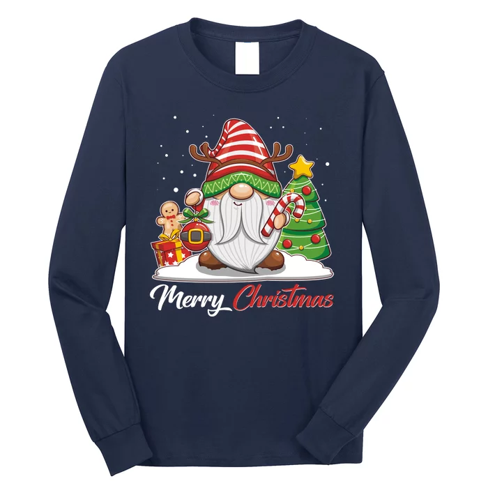 Funny Cute Merry Christmas Gnome Long Sleeve Shirt