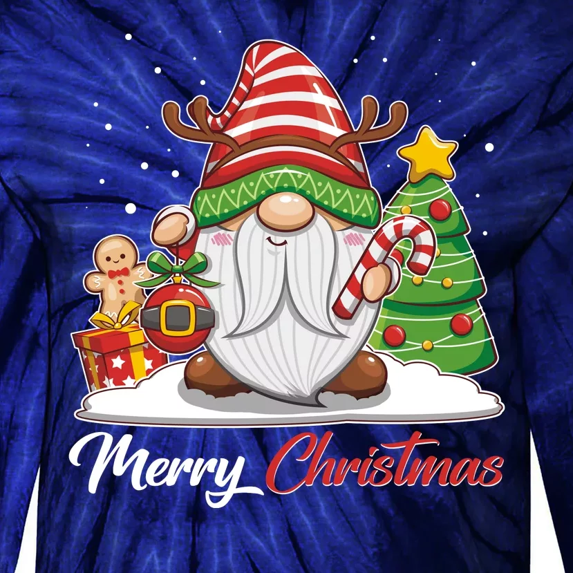 Funny Cute Merry Christmas Gnome Tie-Dye Long Sleeve Shirt