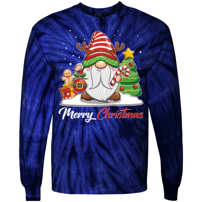 Funny Cute Merry Christmas Gnome Tie-Dye Long Sleeve Shirt