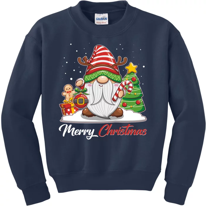 Funny Cute Merry Christmas Gnome Kids Sweatshirt