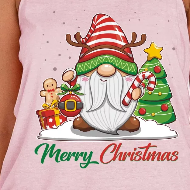 Funny Cute Merry Christmas Gnome Women's Knotted Racerback Tank