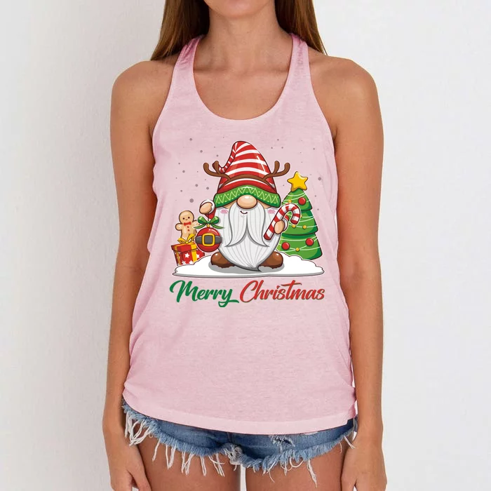 Funny Cute Merry Christmas Gnome Women's Knotted Racerback Tank