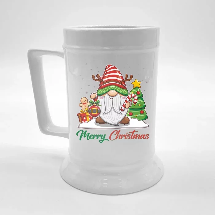 Funny Cute Merry Christmas Gnome Front & Back Beer Stein