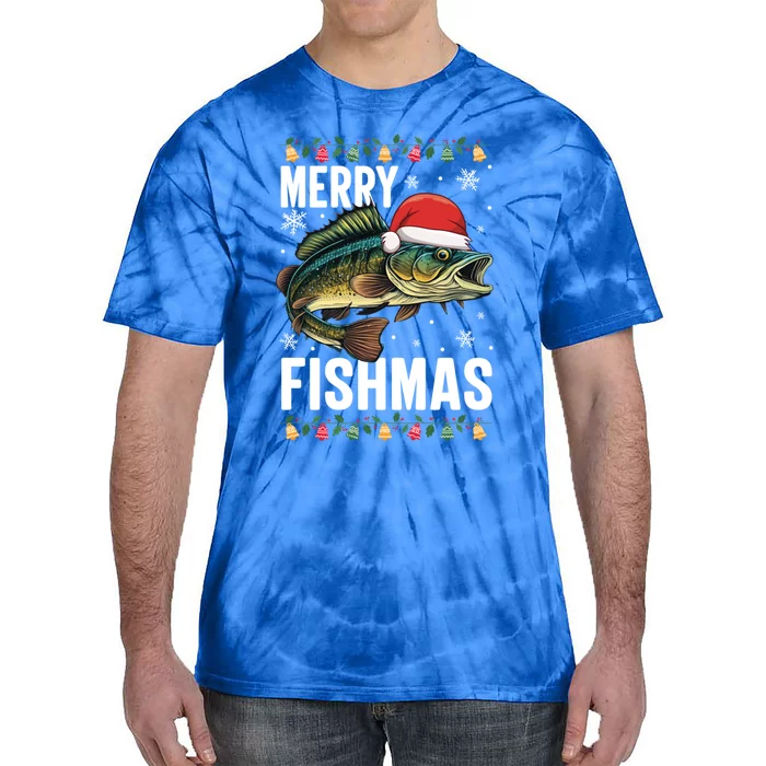 Fishing Christmas Merry Fishmas Sweater Santa Claus Fishers Cute Gift Tie-Dye T-Shirt