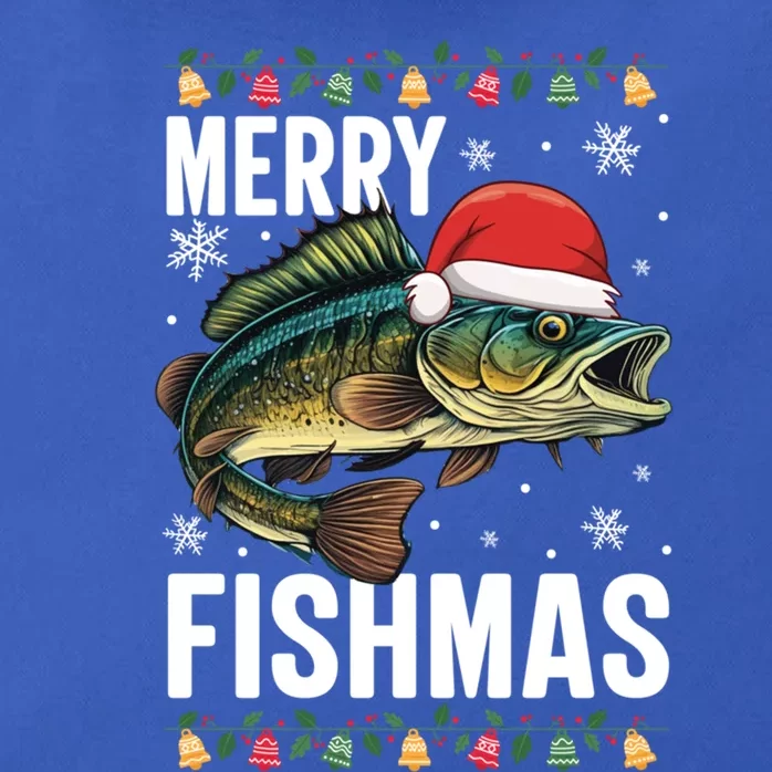 Fishing Christmas Merry Fishmas Sweater Santa Claus Fishers Cute Gift Zip Tote Bag