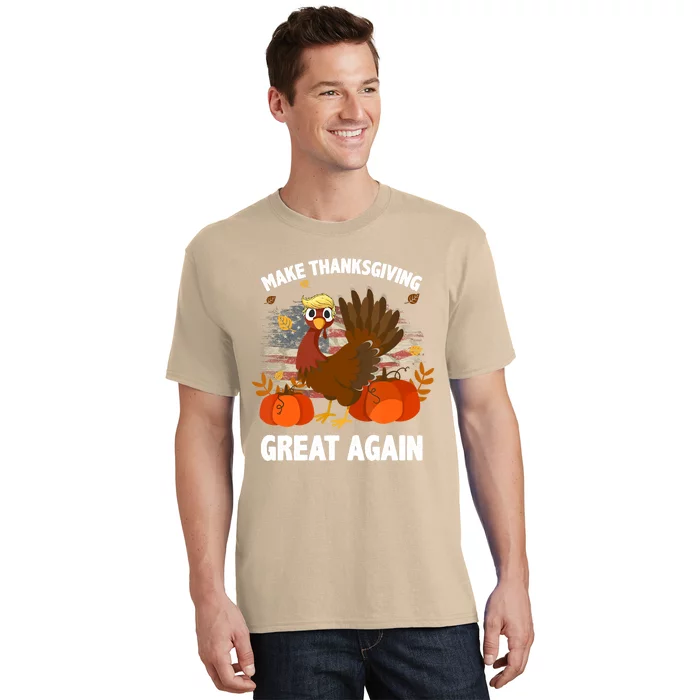 Funny Cute Make Thanksgivng Turkey Great Again Vintage USA Flag Gift T-Shirt