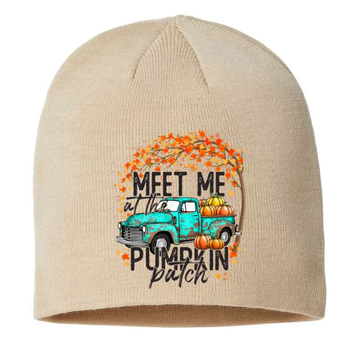 Funny Cute Meet Me At The Pumpkin Patch Fall Autumn Thanksgiving 8 1/2in Sustainable Knit Beanie