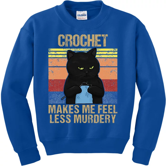 Funny Crochet Mom Makes Me Feel Less Murdery Vintage Kids Sweatshirt