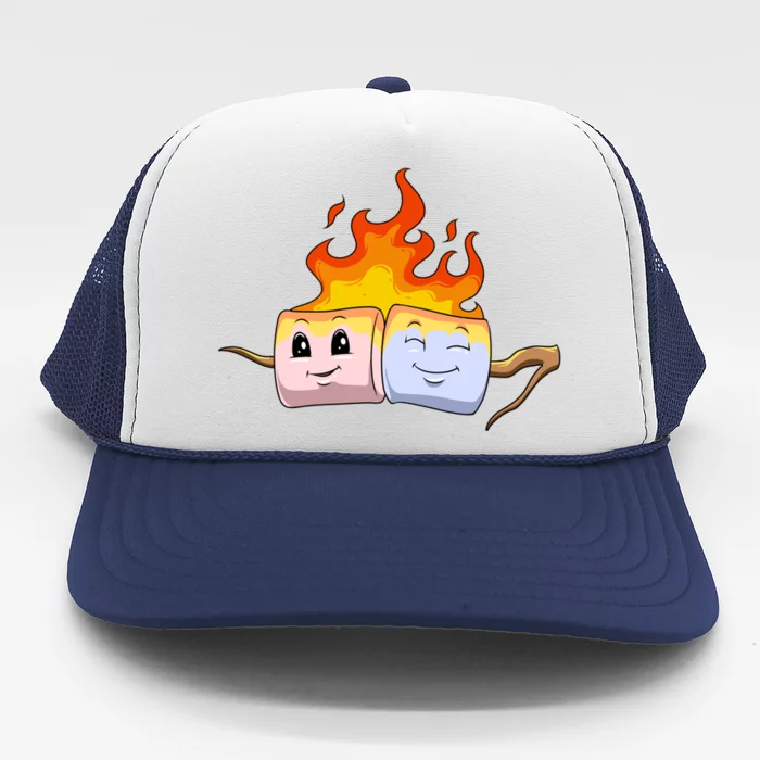 Funny Camping Marshmallow Roasted Marshmallow Summer Camp Gift Trucker Hat