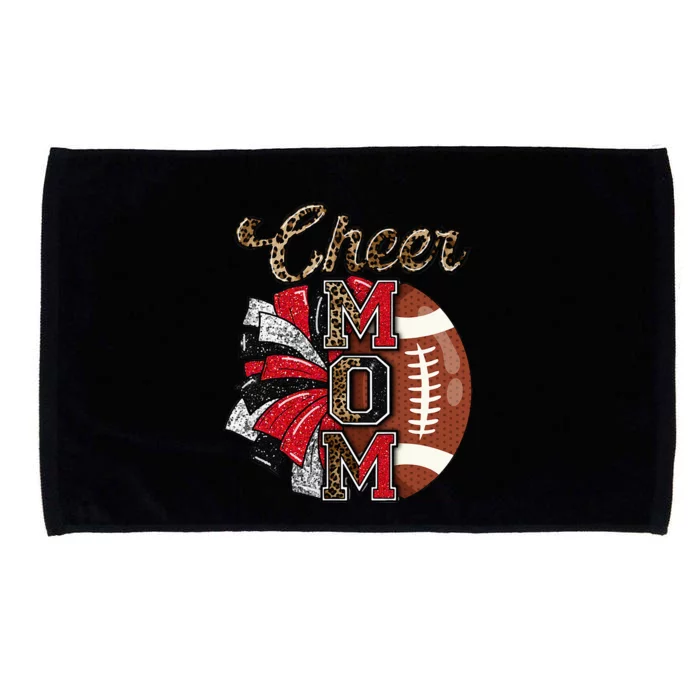 Football Cheer Mom Red Black Pom Leopard Microfiber Hand Towel