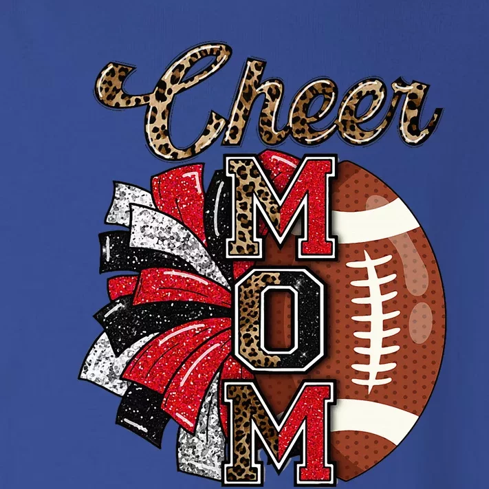 Football Cheer Mom Red Black Pom Leopard Toddler Long Sleeve Shirt