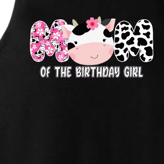 Funny Cow Mom Of The Birthday Girl Cow Farm Birthday Family Ladies Tri-Blend Wicking Tank