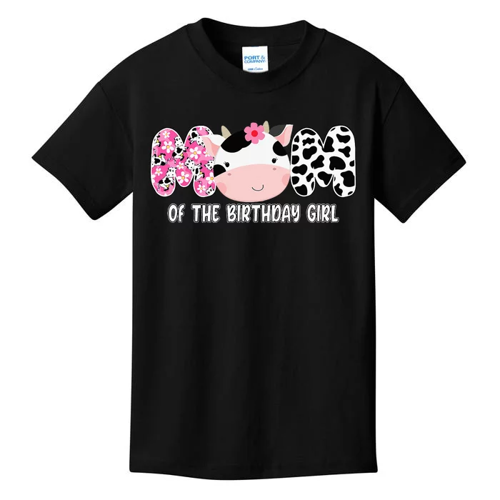 Funny Cow Mom Of The Birthday Girl Cow Farm Birthday Family Kids T-Shirt