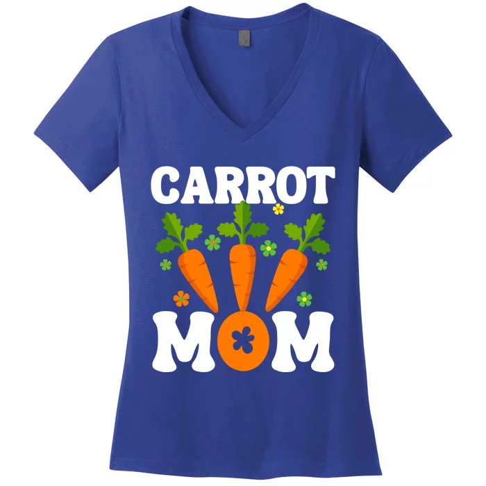 Funny Carrot Mom Fruit Vegetable Mothers' Day Gardener Meaningful Gift Women's V-Neck T-Shirt