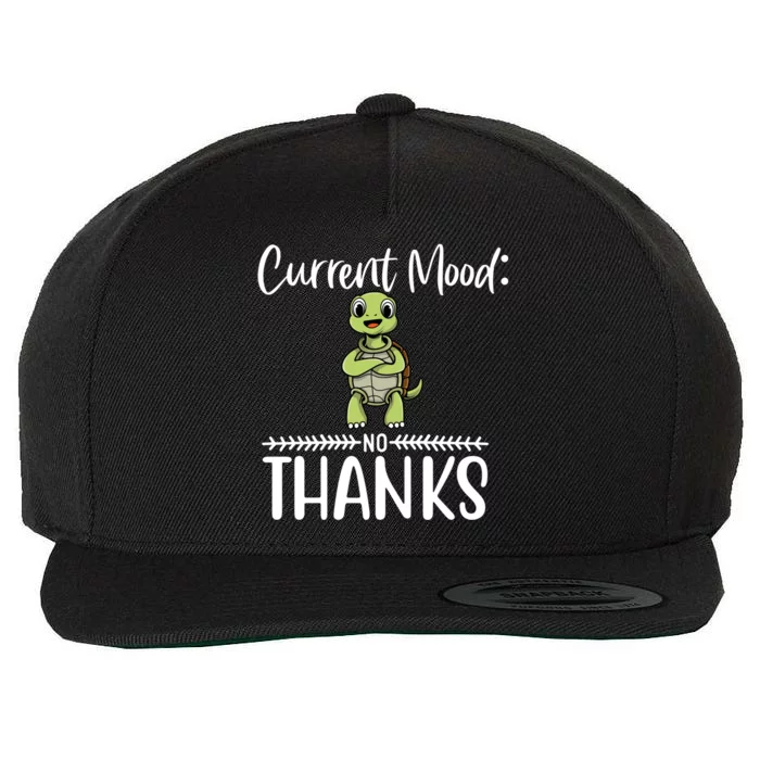 Funny Current Mood No Thanks Cute Turtle Lover Gift Wool Snapback Cap