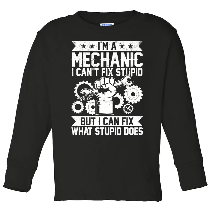 Funny Car Mechanic Engineer Auto Mechanic Toddler Long Sleeve Shirt