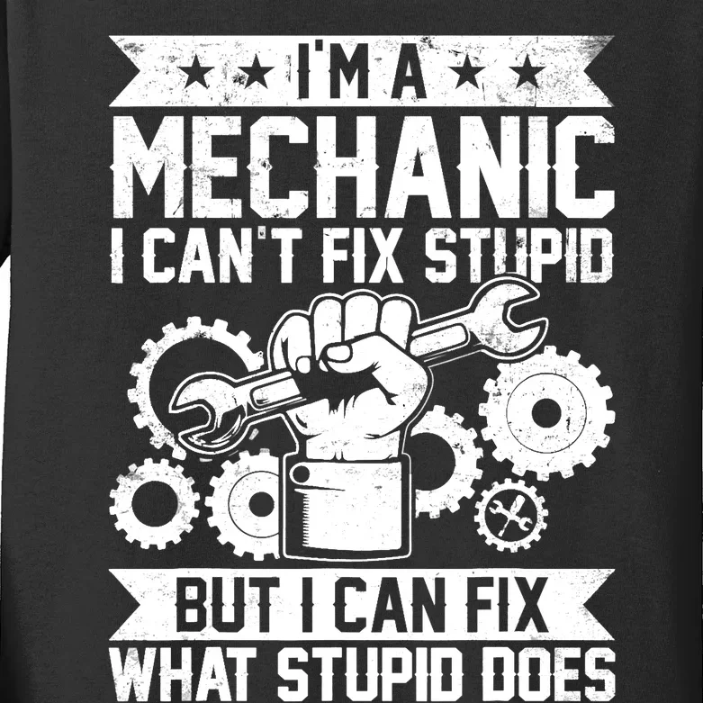 Funny Car Mechanic Engineer Auto Mechanic Kids Long Sleeve Shirt