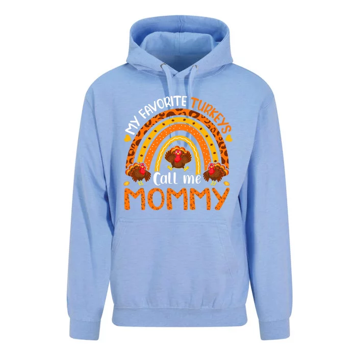 Funny Cute My Favorite Turkeys Call Me Mommy Thanksgiving Unisex Surf Hoodie