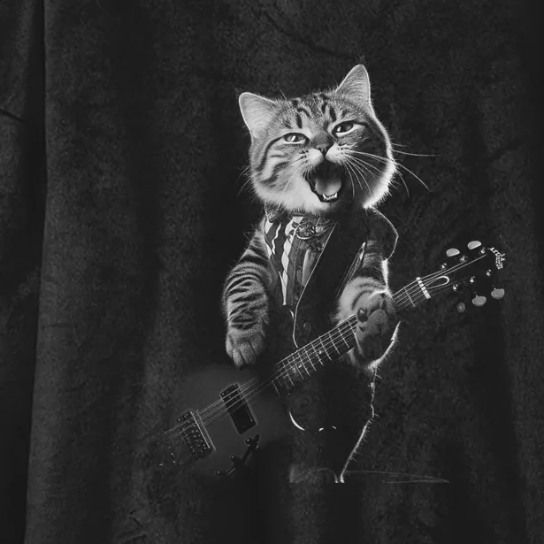 Funny Cat Musician Women Music Cat Playing Guitar Hooded Wearable Blanket