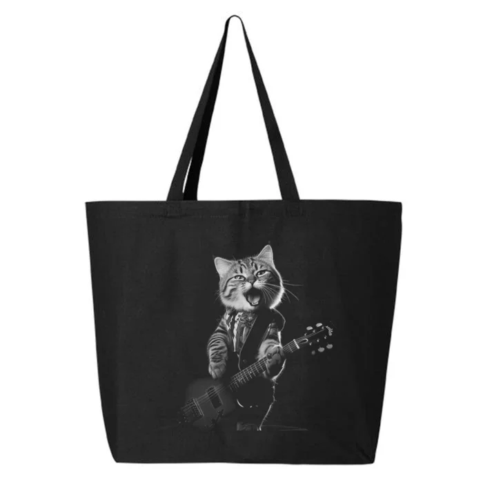 Funny Cat Musician Women Music Cat Playing Guitar 25L Jumbo Tote