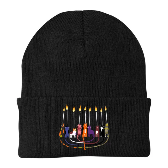 Funny Cat Menorah Hanukkah Knit Cap Winter Beanie