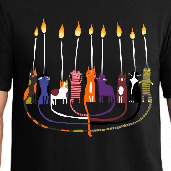 Funny Cat Menorah Hanukkah Pajama Set