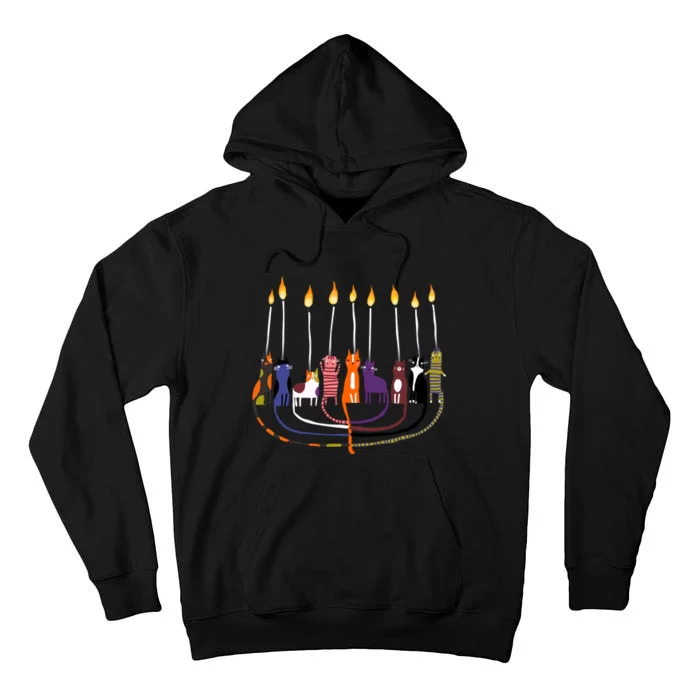 Funny Cat Menorah Hanukkah Tall Hoodie