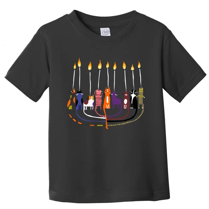 Funny Cat Menorah Hanukkah Toddler T-Shirt