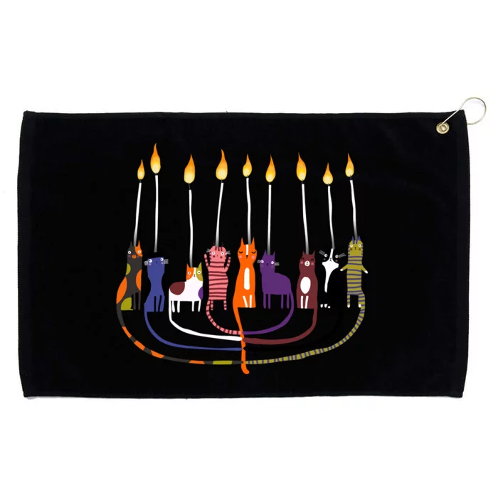 Funny Cat Menorah Hanukkah Grommeted Golf Towel