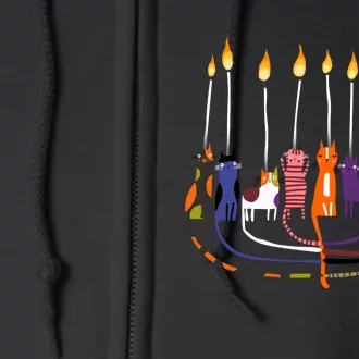 Funny Cat Menorah Hanukkah Full Zip Hoodie