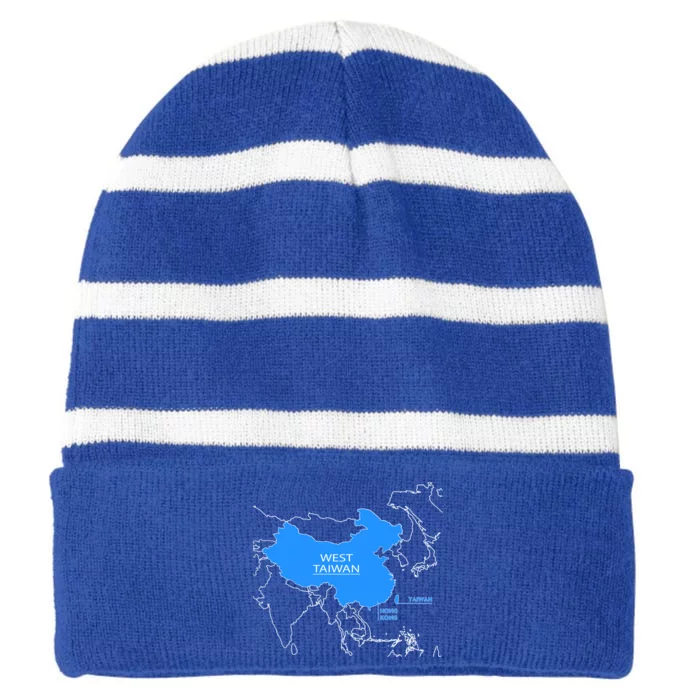 Funny China Map Define China Is West Taiwan Gift Striped Beanie with Solid Band