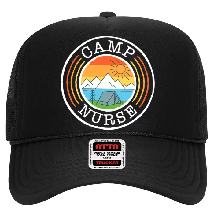 Funny Camp Nurses For Summer Camp Nurse Nursing High Crown Mesh Trucker Hat