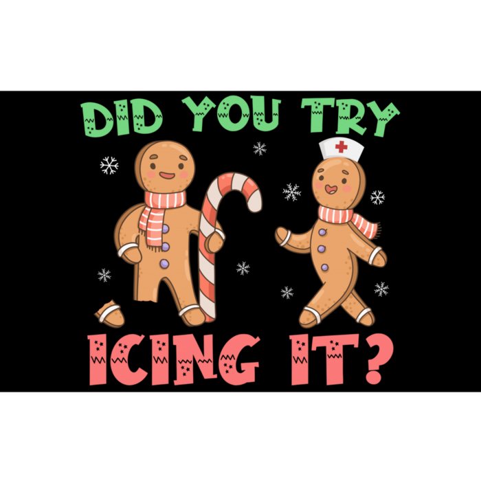 Funny Christmas Nurse Gingerbread Man Did You Try Icing It Bumper Sticker