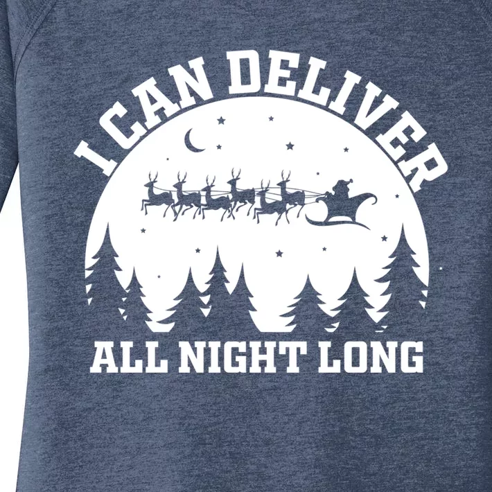 Funny Christmas Naughty Santa I Can Deliver All Night Long Funny Gift Women's Perfect Tri Tunic Long Sleeve Shirt