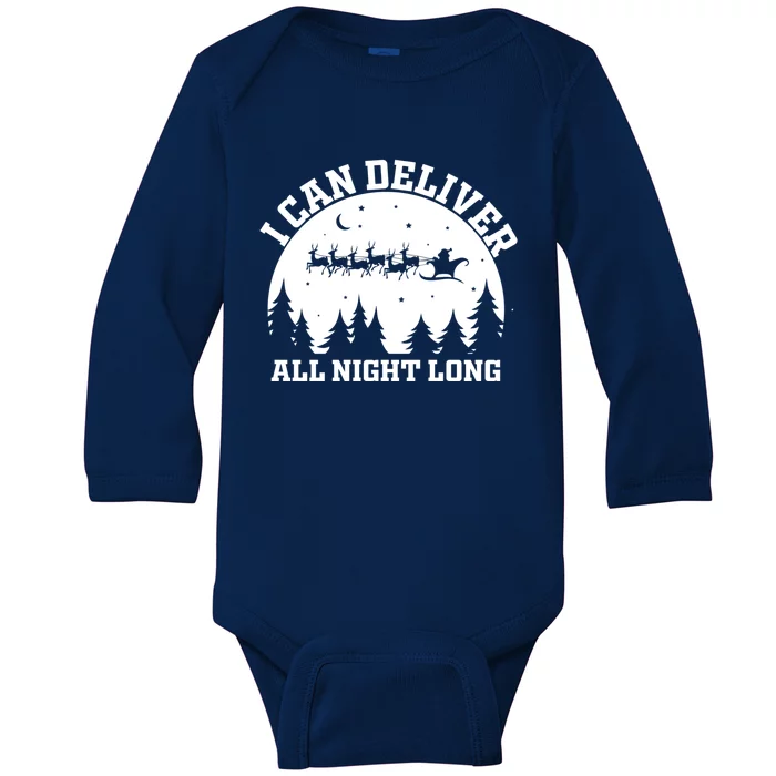 Funny Christmas Naughty Santa I Can Deliver All Night Long Funny Gift Baby Long Sleeve Bodysuit