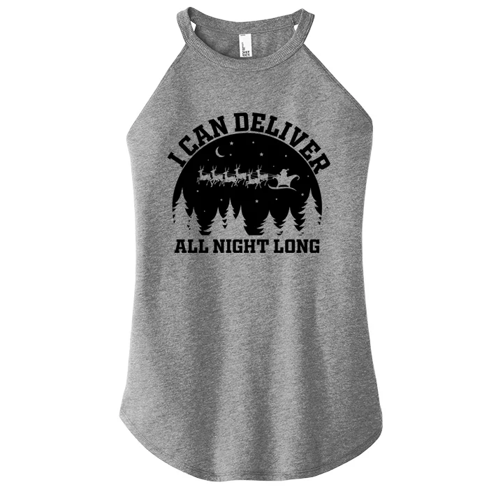 Funny Christmas Naughty Santa I Can Deliver All Night Long Funny Gift Women’s Perfect Tri Rocker Tank