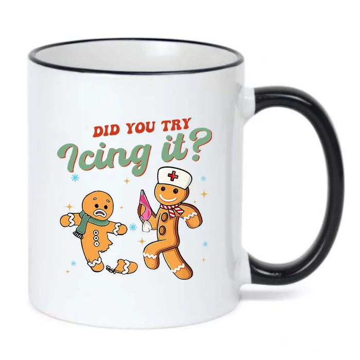 Funny Christmas Nurse Did You Try Icing It Gingerbread Man Black Color Changing Mug