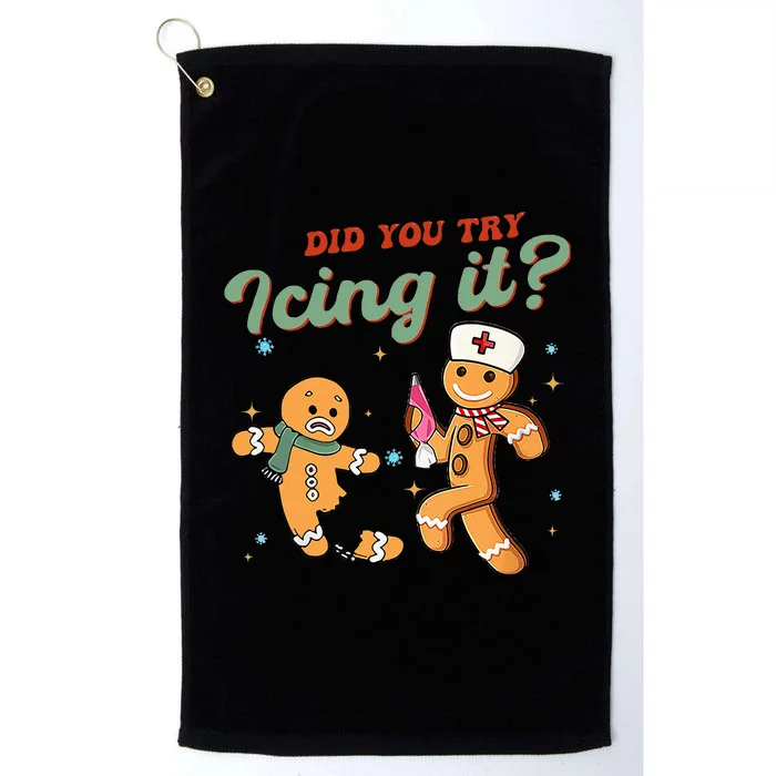 Funny Christmas Nurse Did You Try Icing It Gingerbread Man Platinum Collection Golf Towel