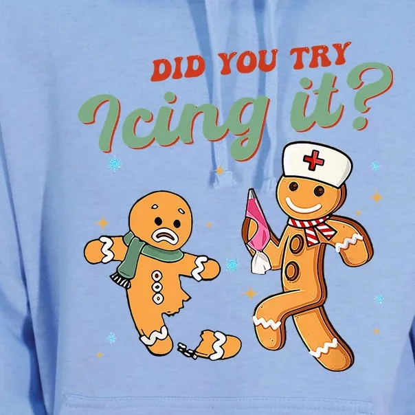 Funny Christmas Nurse Did You Try Icing It Gingerbread Man Unisex Surf Hoodie